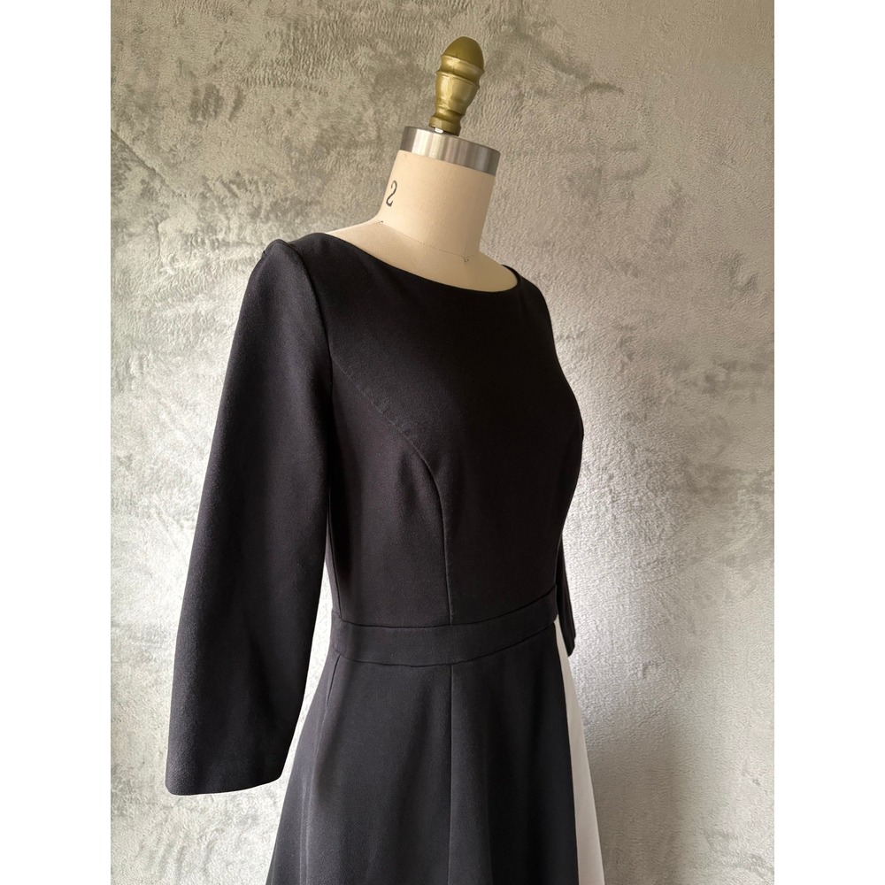 Boden Dress 6 Black Colorblock Fit Flare Mod Professional Office Retro Stretchy - Picture 4 of 13